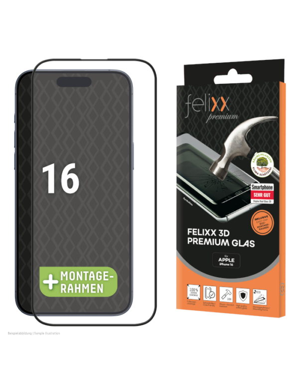 felixx Premium 3D Glas Full Cover für iPhone 16 / 15 / 15 Pro