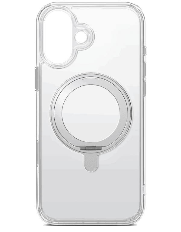 felixx Premium ORBIT Ring Case mit MagSafe für iPhone 16 Transparent/Silver