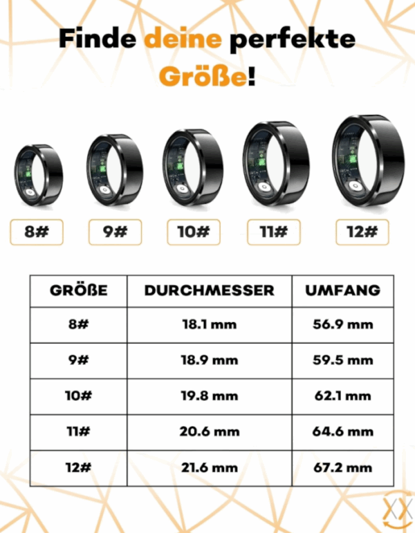 felixx Premium Smart Ring 6 (SR6) - Gold Edelstahl – Bild 3