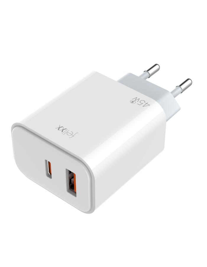 felixx 45W Ladegerät 1x USB Typ-C / 1x USB-A White – Bild 4
